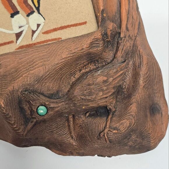 Vintage Native American Navajo Sand Painting HOOP DANCER Wall Plaque Folk Art - Picture 5 of 9